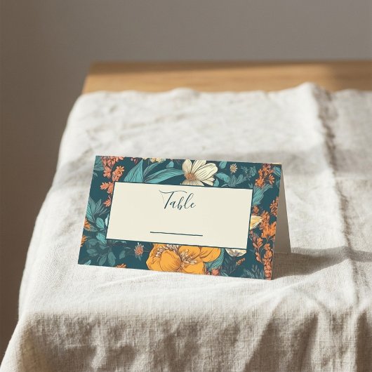 Blauw- en gele bruinbloemen trouwtabelnummer