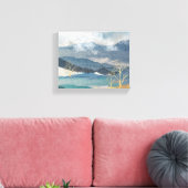 Blauw en Glittering Gold Landscape Canvas Afdruk (Insitu (Woonkamer))