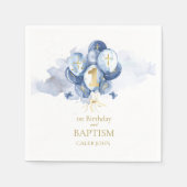 Blauw en goud 1e verjaardag en doop servetten (Voorkant)