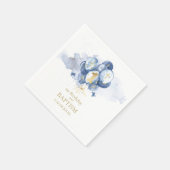 Blauw en goud 1e verjaardag en doop servetten (Hoek)