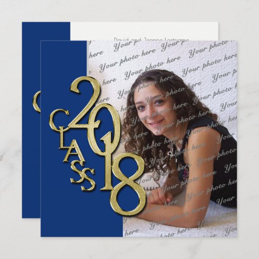 Blauw en Goud 2018Afstuderen Kaart (Voorkant / Achterkant)