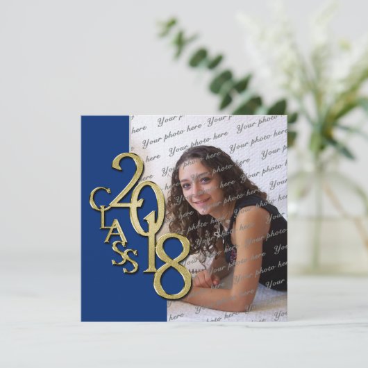 Blauw en Goud 2018Afstuderen Kaart (Staand voorkant)