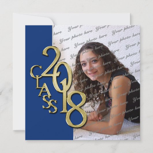 Blauw en Goud 2018Afstuderen Kaart (Voorkant)