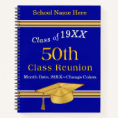 Blauw en Goud, 50e klas reünie Deluxe Notitieboek (Voorkant)