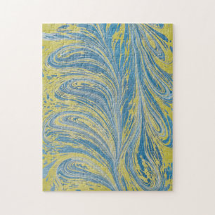 Blauw En Goud Abstract Golf Legpuzzel