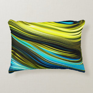 Blauw en goud abstract zijde en satijnen rollen accent kussen