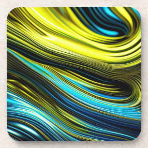 Blauw en goud abstract zijde en satijnen rollen bier onderzetter
