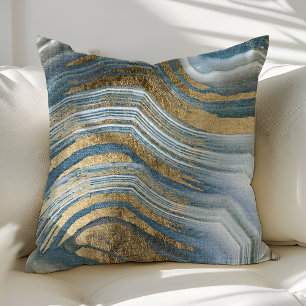 Blauw en goud agaat edelsteen geode modern trendy kussen
