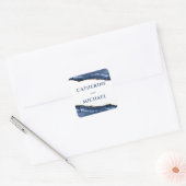Blauw en goud agaat rand trouwgunst vierkante sticker (Envelop)