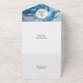 Blauw En Goud Agaat Zeeanker Trouw Uitnodiging (Buitenkant)