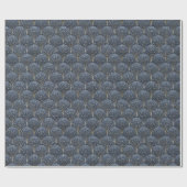 Blauw en Goud Art Deco Cobweb Luxe Cadeaupapier (Vlak)