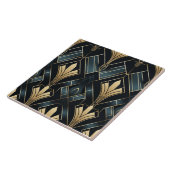 Blauw en Goud Art Deco, Glanzend en Donker Tegeltje (Zijkant)
