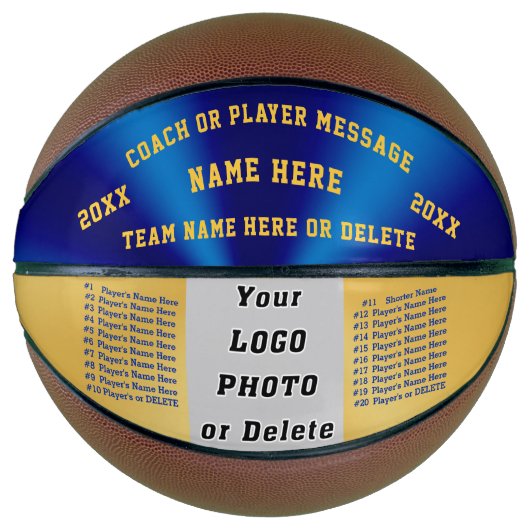 Blauw en goud, beste cadeautjes voor Basketball Co Basketbal (Voorkant)