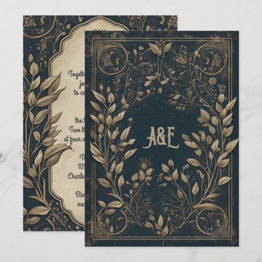 Blauw en Goud Betoverde Wilg Kaart (Voorkant / Achterkant)