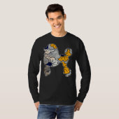 Blauw en goud Bloemen Afrikaanse print poedel T-shirt (Voorkant volledig)