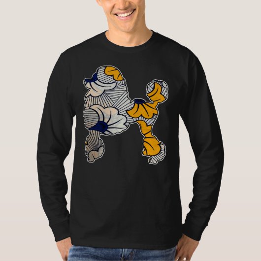 Blauw en goud Bloemen Afrikaanse print poedel T-shirt (Voorkant)