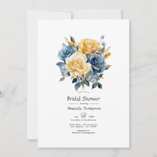 Blauw en Goud Bloemen Vrijgezellenfeest Kaart