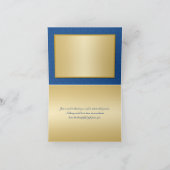 Blauw en goud bloemendamask bedankkaart (Binnen)