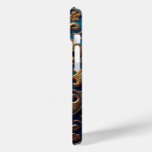 Blauw en goud bloemmotief Case-Mate iPhone case (Achterkant / Links)