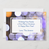 Blauw en Goud Bokeh Kerstmis Foto Feestdagenkaart (Achterkant)