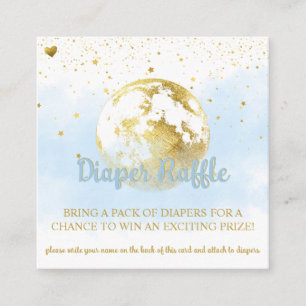 Blauw en Goud Celestial Baby shower Luier Raffle Informatiekaartje