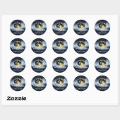 Blauw en Goud Celestial Dankbaarheid Ronde Sticker (Vel)