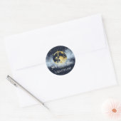 Blauw en Goud Celestial Dankbaarheid Ronde Sticker (Envelop)