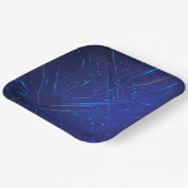 Blauw en Goud Circuit Patroon Papieren Bordje (Gebogen)