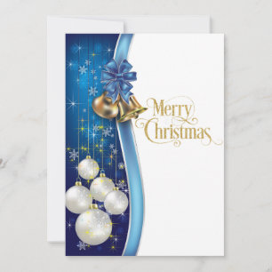 Blauw en Goud Classy Vrolijk Kerstfeest Feestdagenkaart