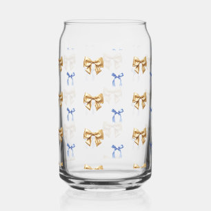 Blauw en Goud Coquette Bow Drinkware Set Blikvorm Glas