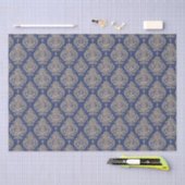 Blauw en Goud Damask Tissue Paper Tissuepapier (Craft)