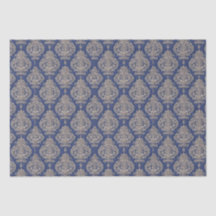 Blauw en Goud Damask Tissue Paper