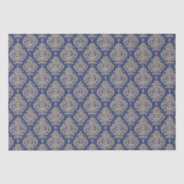 Blauw en Goud Damask Tissue Paper Tissuepapier