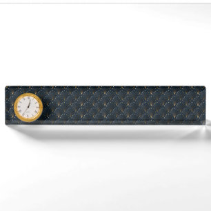 Blauw En Goud Deco Patroon Naambordje