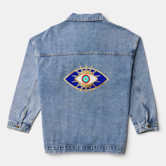 Blauw en Goud Derde Oog Denim Jacket (Achterkant)