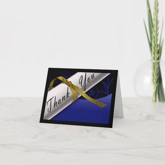Blauw en Goud Diploma Bedankkaart (Voorkant)