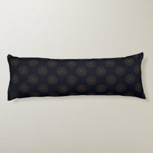 Blauw en Goud Elegant Bloemenpatroon Lichaamskussen