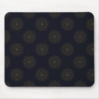 Blauw en Goud Elegant Bloemenpatroon Muismat