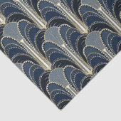 Blauw en Goud Elegante Art Deco Fontein Decoupage Tissuepapier (Detail)