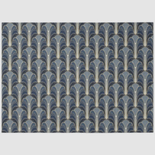 Blauw en Goud Elegante Art Deco Fontein Decoupage Tissuepapier