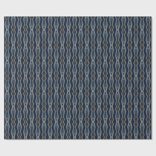 Blauw en Goud Elegante Art Deco Stripe Cadeaupapier (Vlak)