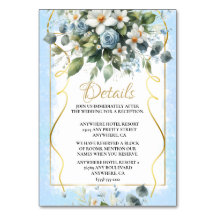 Blauw en Goud Elegante Bloemen Rustieke Details