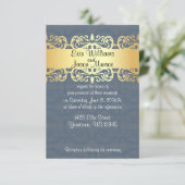 Blauw en Goud en Hartuitnodiging Kaart (Staand voorkant)