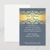 Blauw en Goud en Hartuitnodiging Kaart (Voorkant / Achterkant)