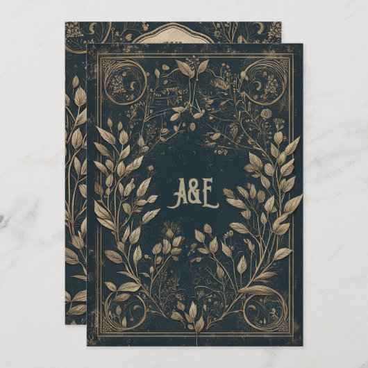 Blauw en Goud Enchanted Willow Kaart (Voorkant / Achterkant)