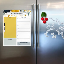 Blauw en goud familie kalender whiteboard