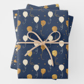 Blauw en goud feestpatroon inpakpapier vel (In situ)