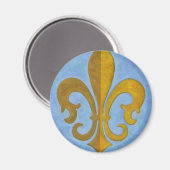 Blauw en Goud Fleur De Lis Magneet (Voorkant / Achterkant)