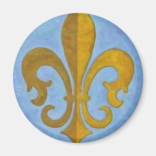 Blauw en Goud Fleur De Lis Magneet (Voorkant)