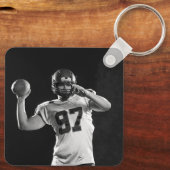 Blauw en Goud Football Speler Jersey Nummer Foto Sleutelhanger (Achterkant)